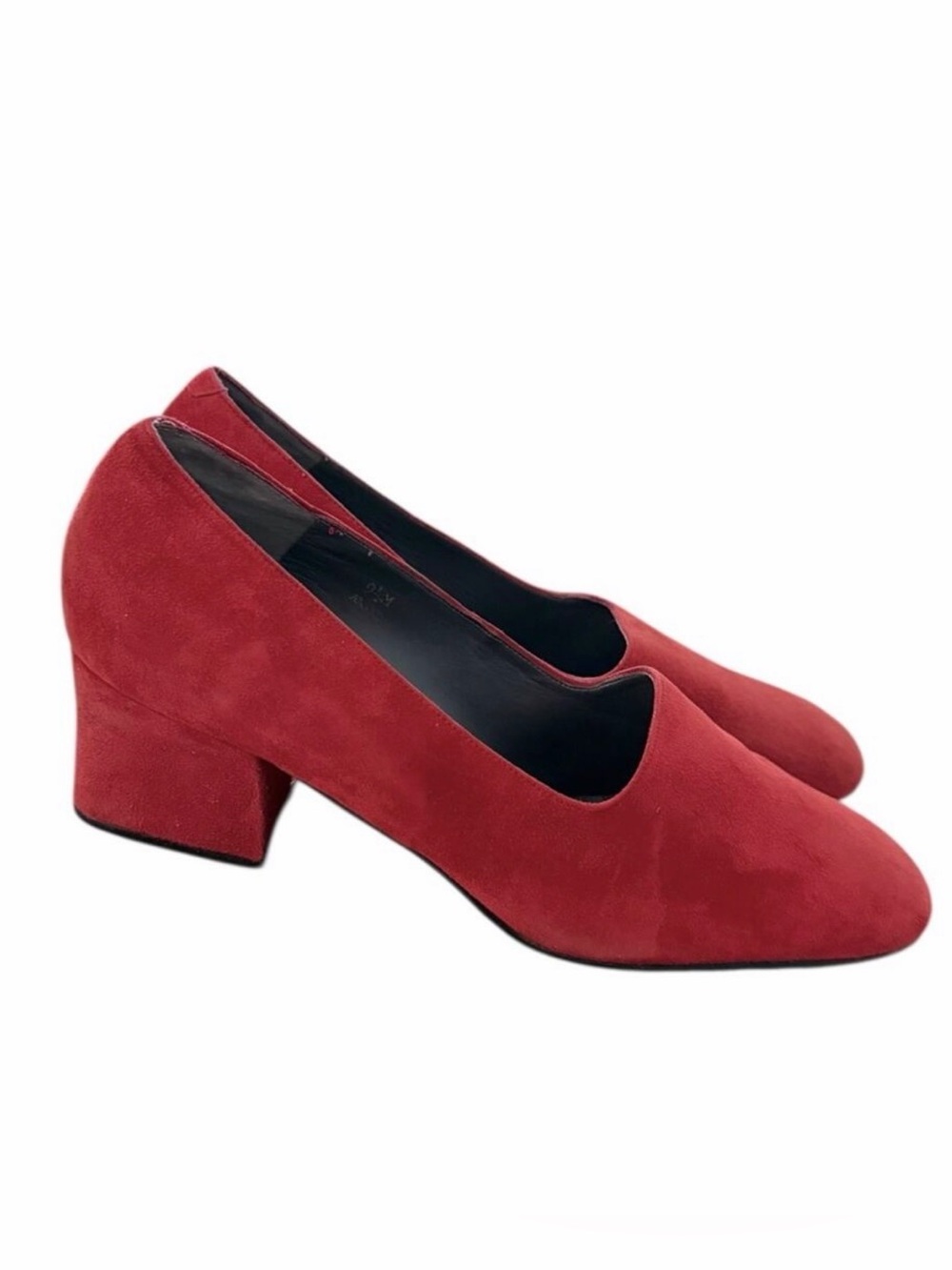 Marquise Suede Leather Block Heel Pumps Women’s 9.5 Brick Red 90s Vintage NEW